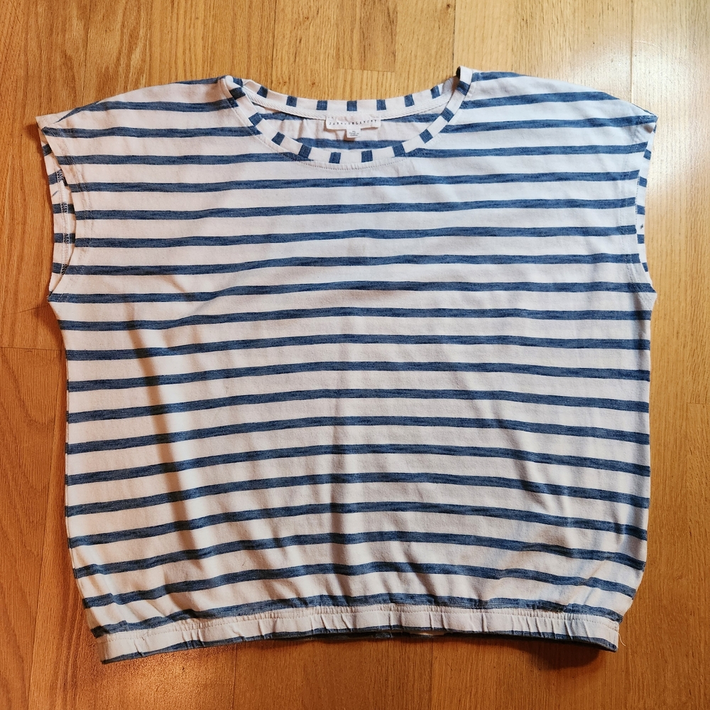 Jane and Delancey Blue Striped Short Sleeve Tee